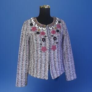Anthropologie | Summer Of Love | Embellished Tweed Jacket | Boho Art House Vibe